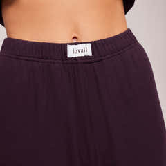 Soft Rib Lounge-Hose mit weitem Bein – Weinrot