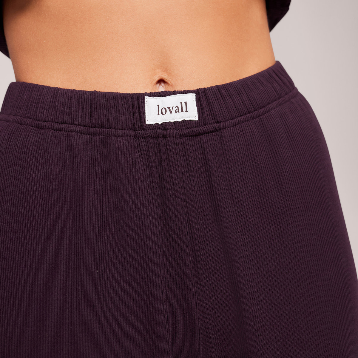 Soft Rib Lounge-Hose mit weitem Bein – Weinrot