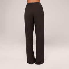 Soft Rib Loungehose mit weitem Bein – Black Coffee