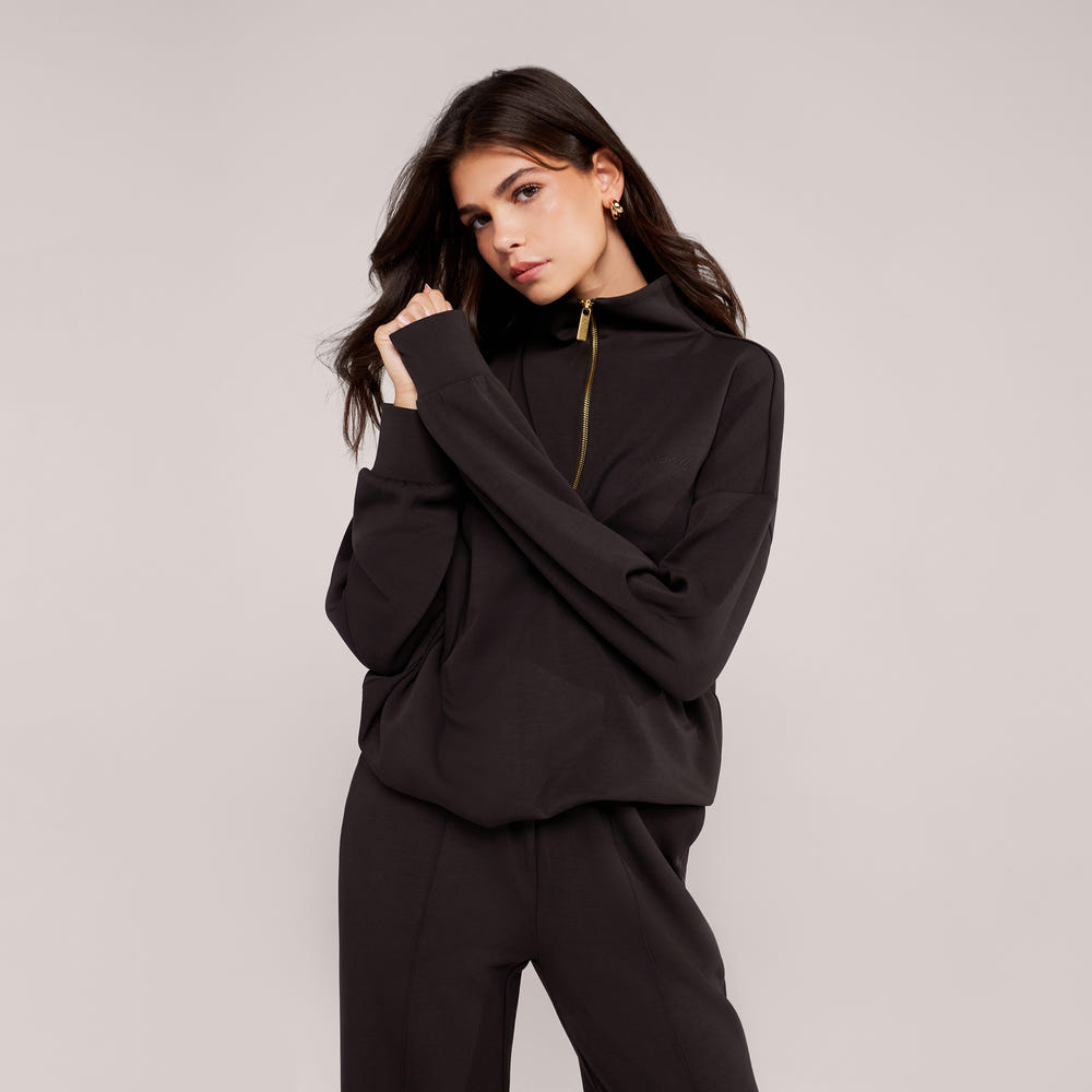 Ultimate Soft 1/4-Zip-Sweatshirt – Black Coffee