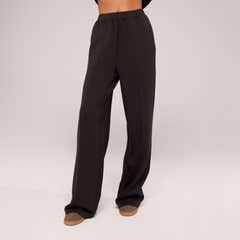 Bio-Jogginghose mit weitem Bein – Black Coffee