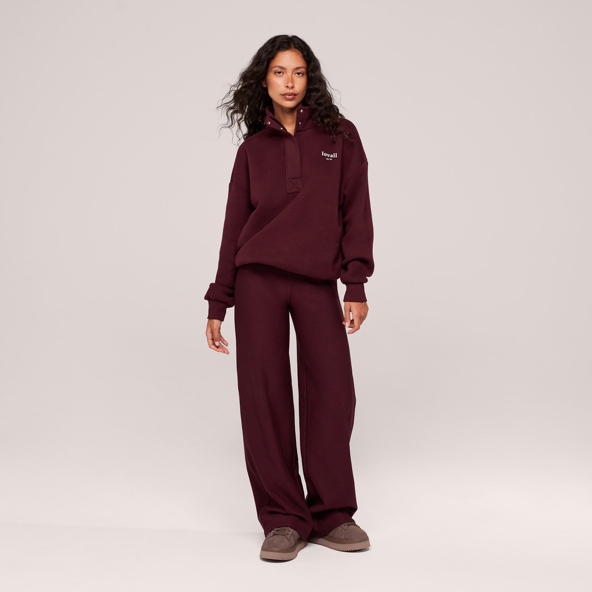 Sweatshirt mit Reißverschluss (1/4 Zip) - Burgund