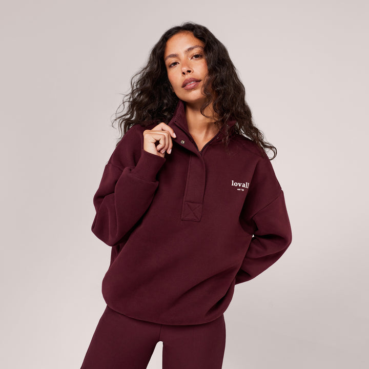 Sweatshirt mit Reißverschluss (1/4 Zip) - Burgund