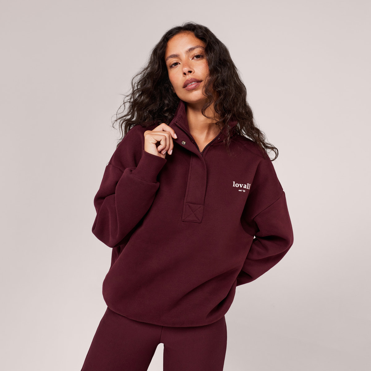 Sweatshirt mit Reißverschluss (1/4 Zip) - Burgund