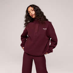 Sweatshirt mit Reißverschluss (1/4 Zip) - Burgund