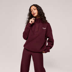 Sweatshirt mit Reißverschluss (1/4 Zip) - Burgund