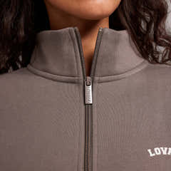 Loopback 1/4-Zip-Sweatshirt – Mokka