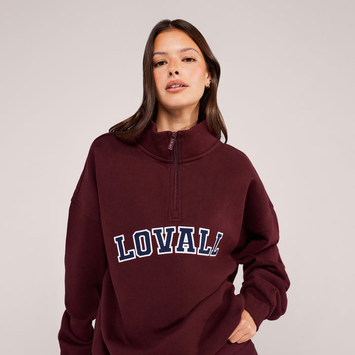 Loopback Varsity 1/4-Zip-Sweatshirt – Burgund