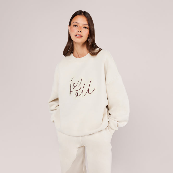 Schweres Oversized Campus-Sweatshirt – Mokka
