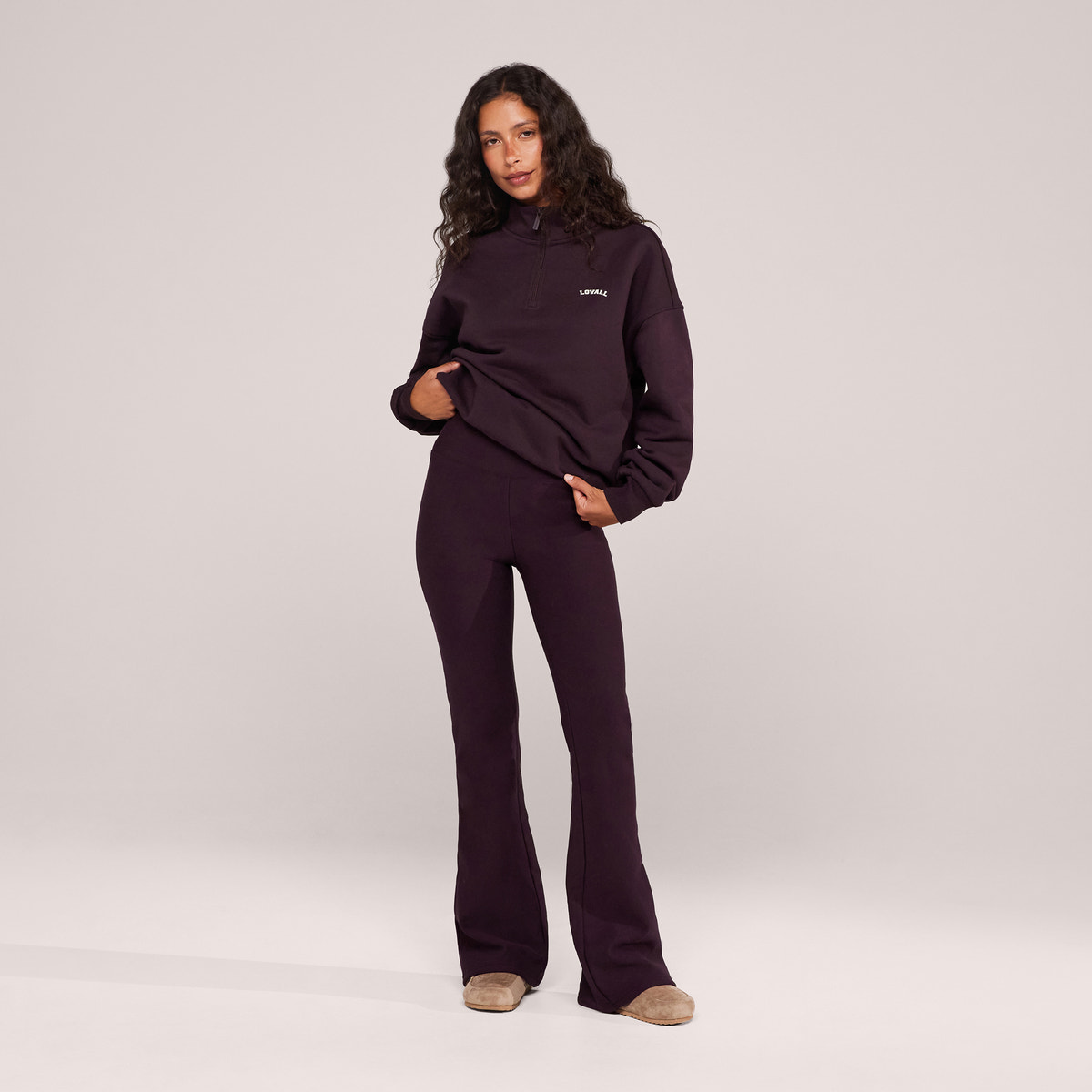 Loopback 1/4-Zip-Sweatshirt – Weinrot