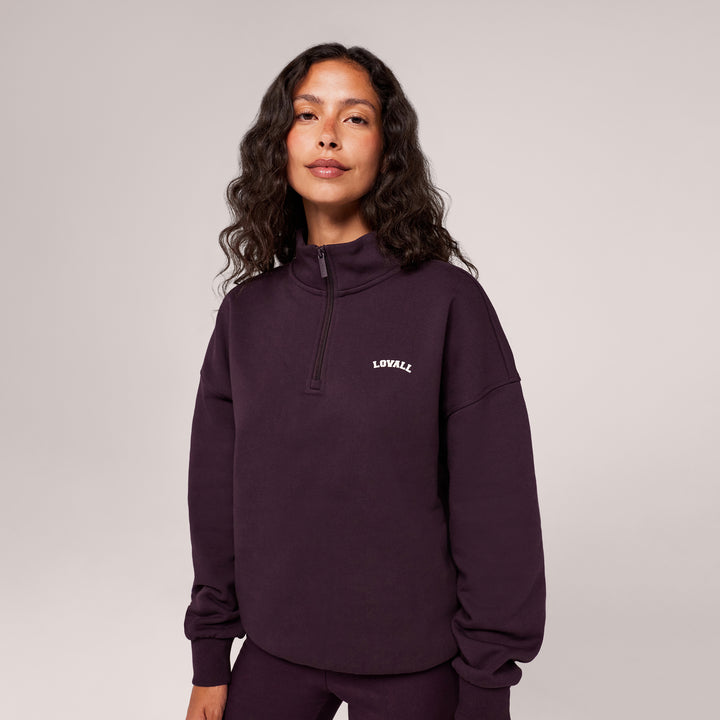 Loopback 1/4-Zip-Sweatshirt – Weinrot
