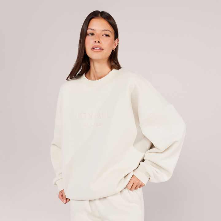 Schweres Oversized Campus-Sweatshirt – Mokka