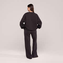 Bio-Jogginghose mit weitem Bein – Black Coffee