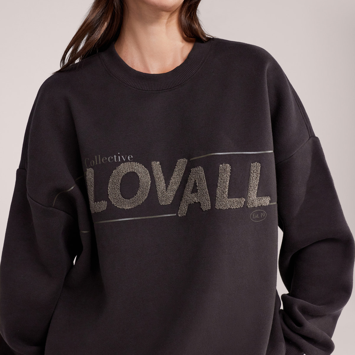 Schweres Oversized Campus-Sweatshirt – Mokka