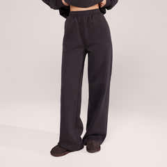 Bio-Jogginghose mit weitem Bein – Black Coffee