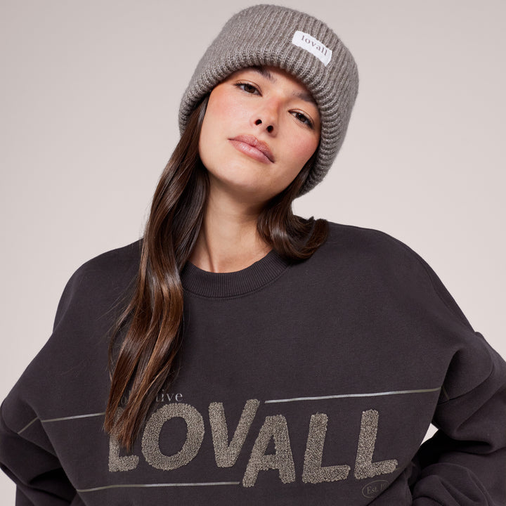 Schweres Oversized Campus-Sweatshirt – Mokka