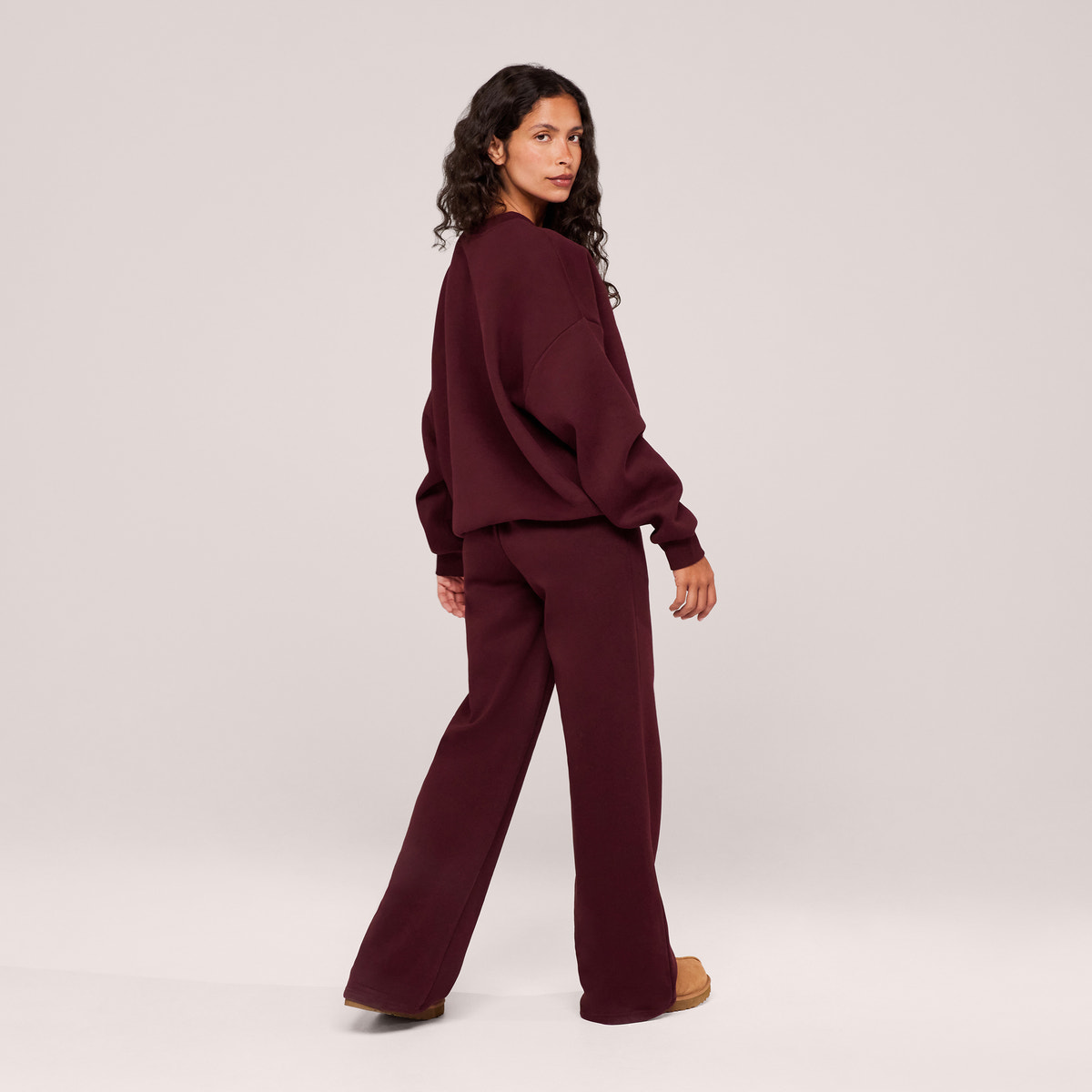 Bio-Jogginghose mit weitem Bein – Black Coffee