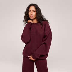 Schweres Oversized Campus-Sweatshirt – Mokka
