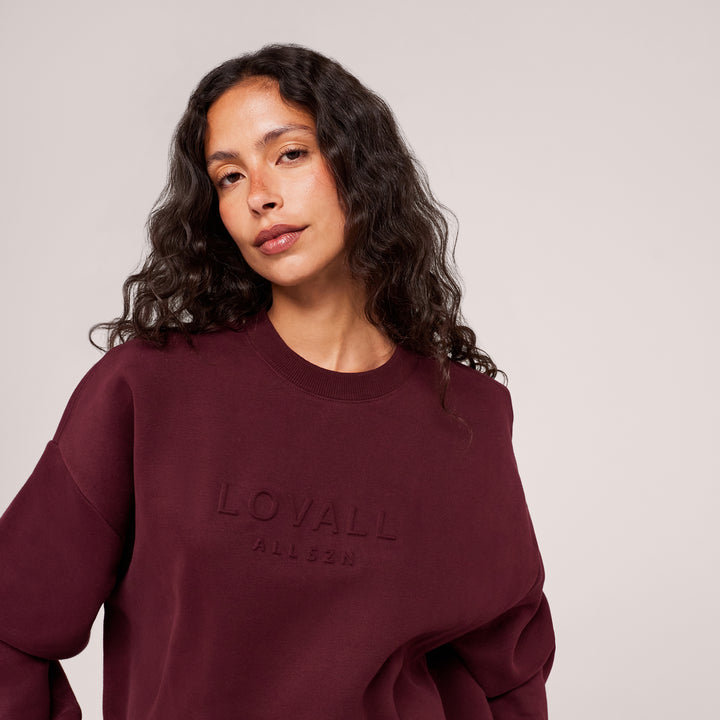 Schweres Oversized Campus-Sweatshirt – Mokka