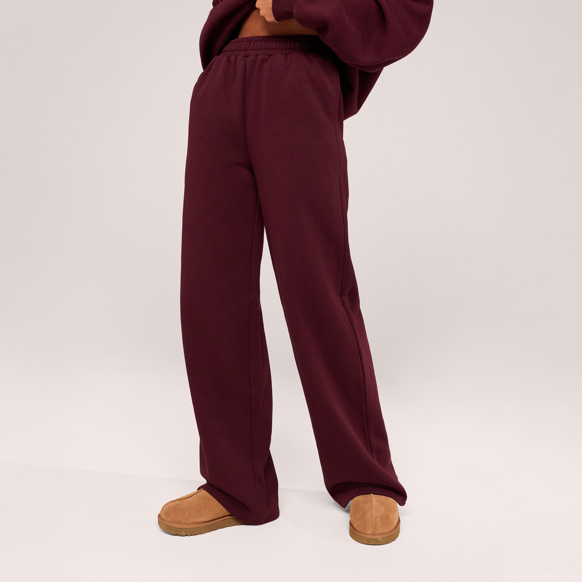 Bio-Jogginghose mit weitem Bein – Black Coffee