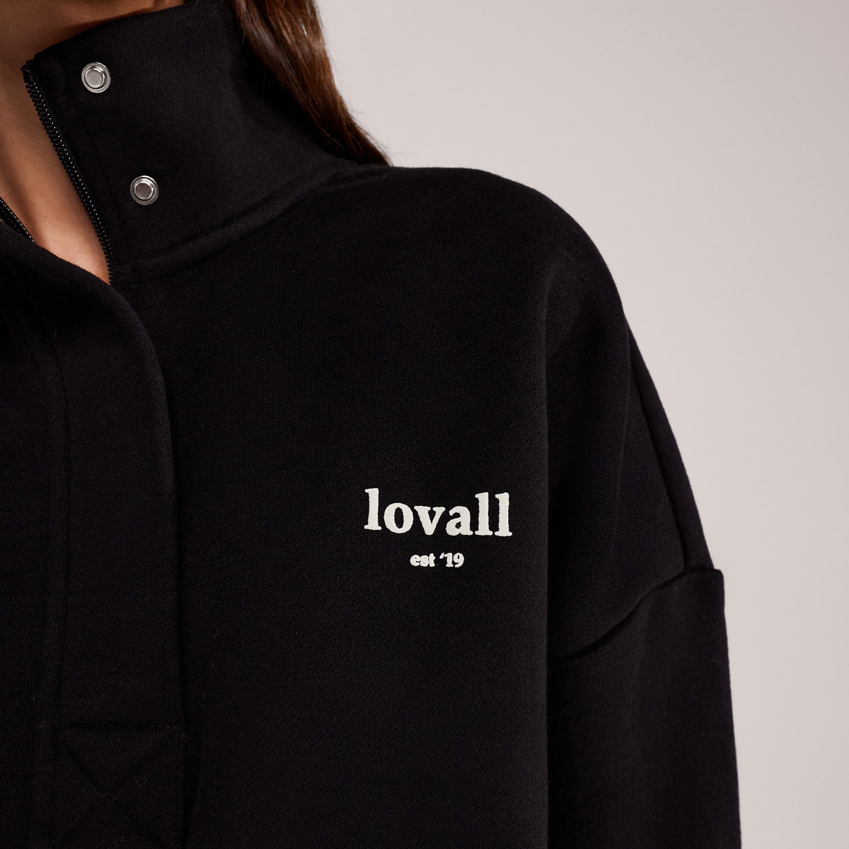 Schweres Sweatshirt mit 1/4-Reißverschluss – Mokka