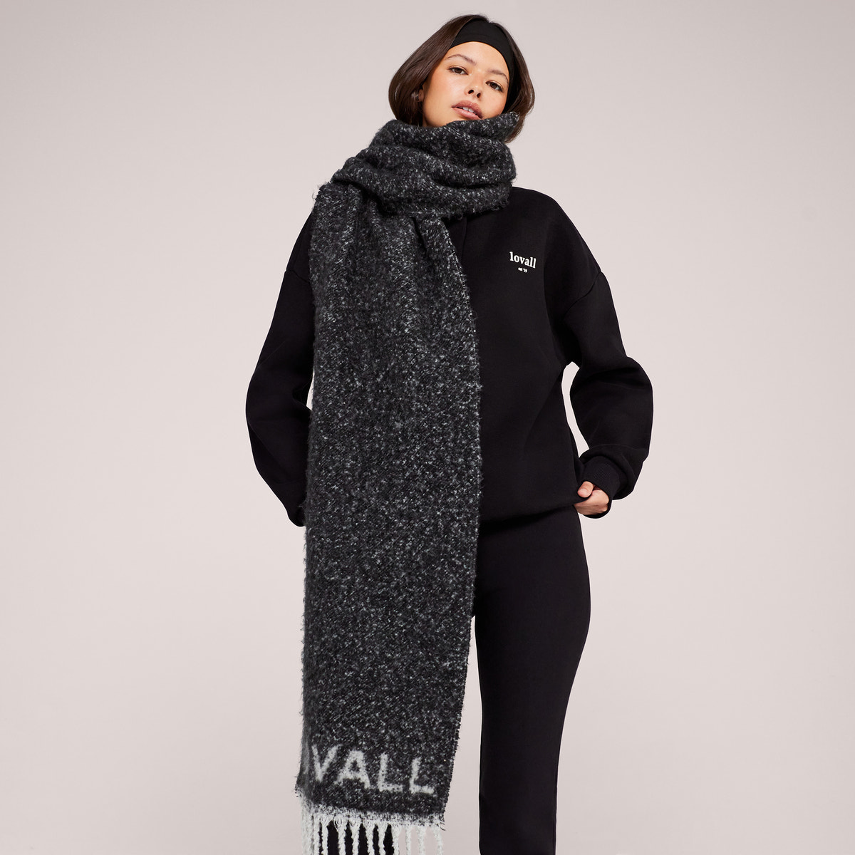 Schweres Sweatshirt mit 1/4-Reißverschluss – Mokka