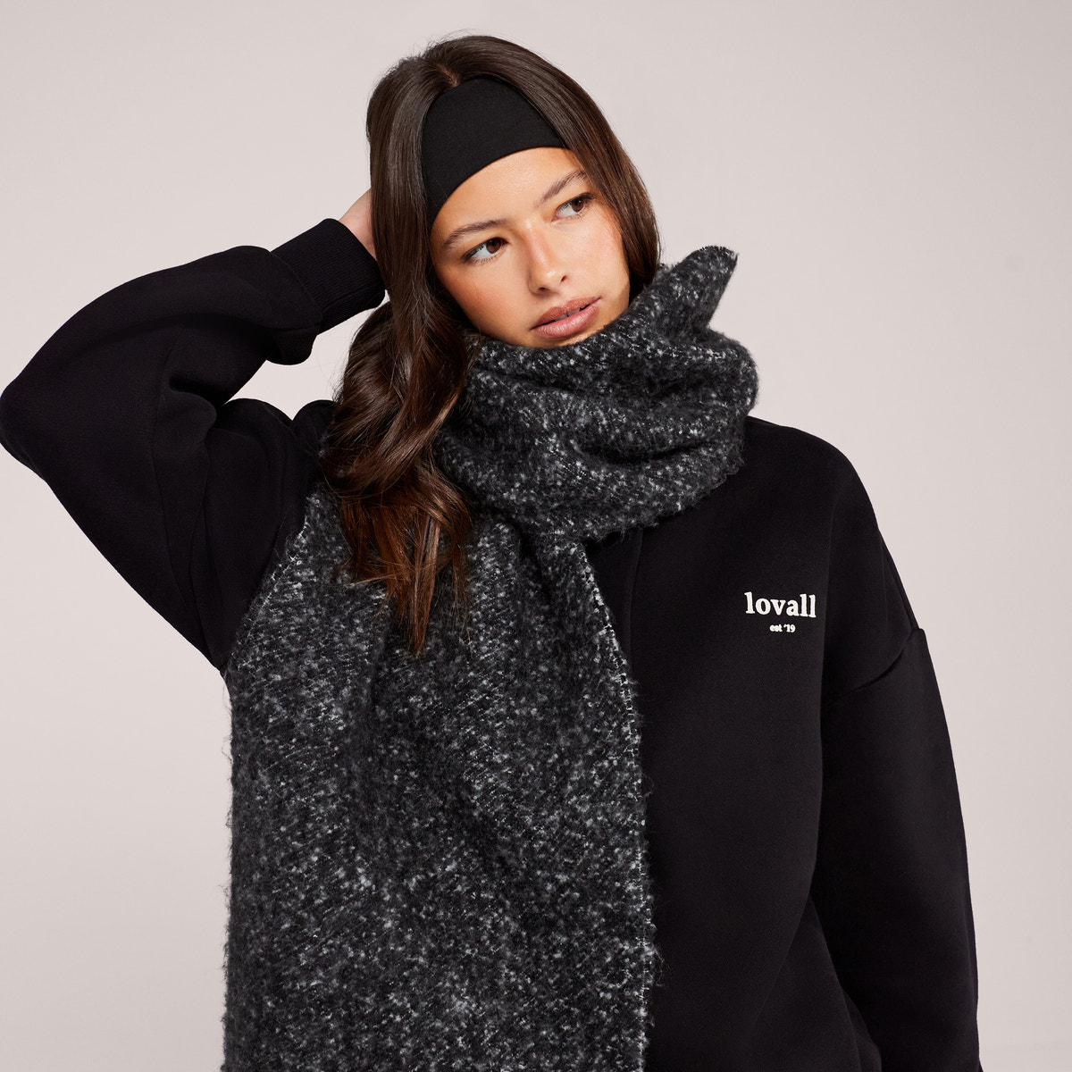 Schweres Sweatshirt mit 1/4-Reißverschluss – Mokka
