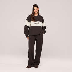 Schweres Oversized Campus-Sweatshirt – Mokka