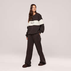 Schweres Oversized Campus-Sweatshirt – Mokka