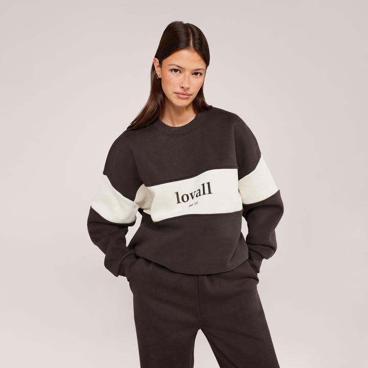 Schweres Oversized Campus-Sweatshirt – Mokka