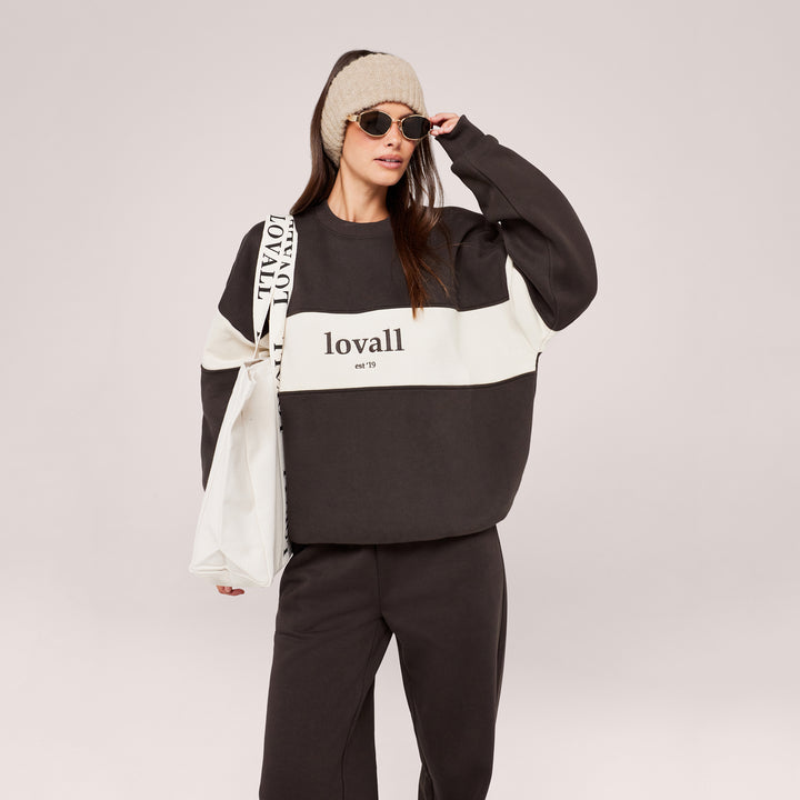 Schweres Oversized Campus-Sweatshirt – Mokka