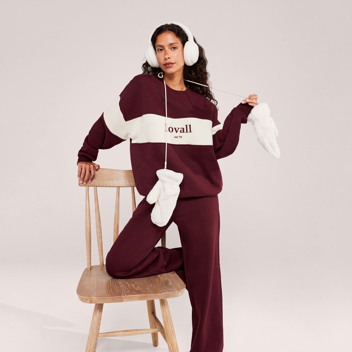 Schweres Oversized Campus-Sweatshirt – Mokka