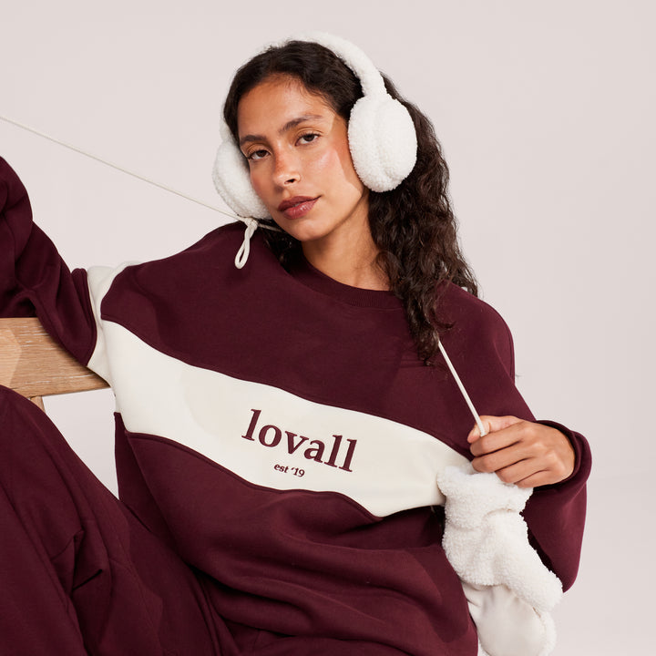 Schweres Oversized Campus-Sweatshirt – Mokka