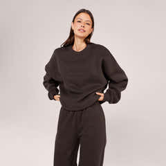 Schweres Oversized Campus-Sweatshirt – Mokka