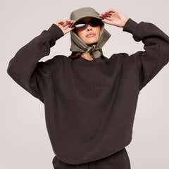 Schweres Oversized Campus-Sweatshirt – Mokka