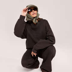 Schweres Oversized Campus-Sweatshirt – Mokka