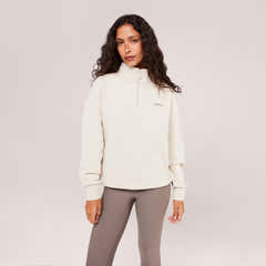 Loopback 1/4-Zip-Sweatshirt – Ecru