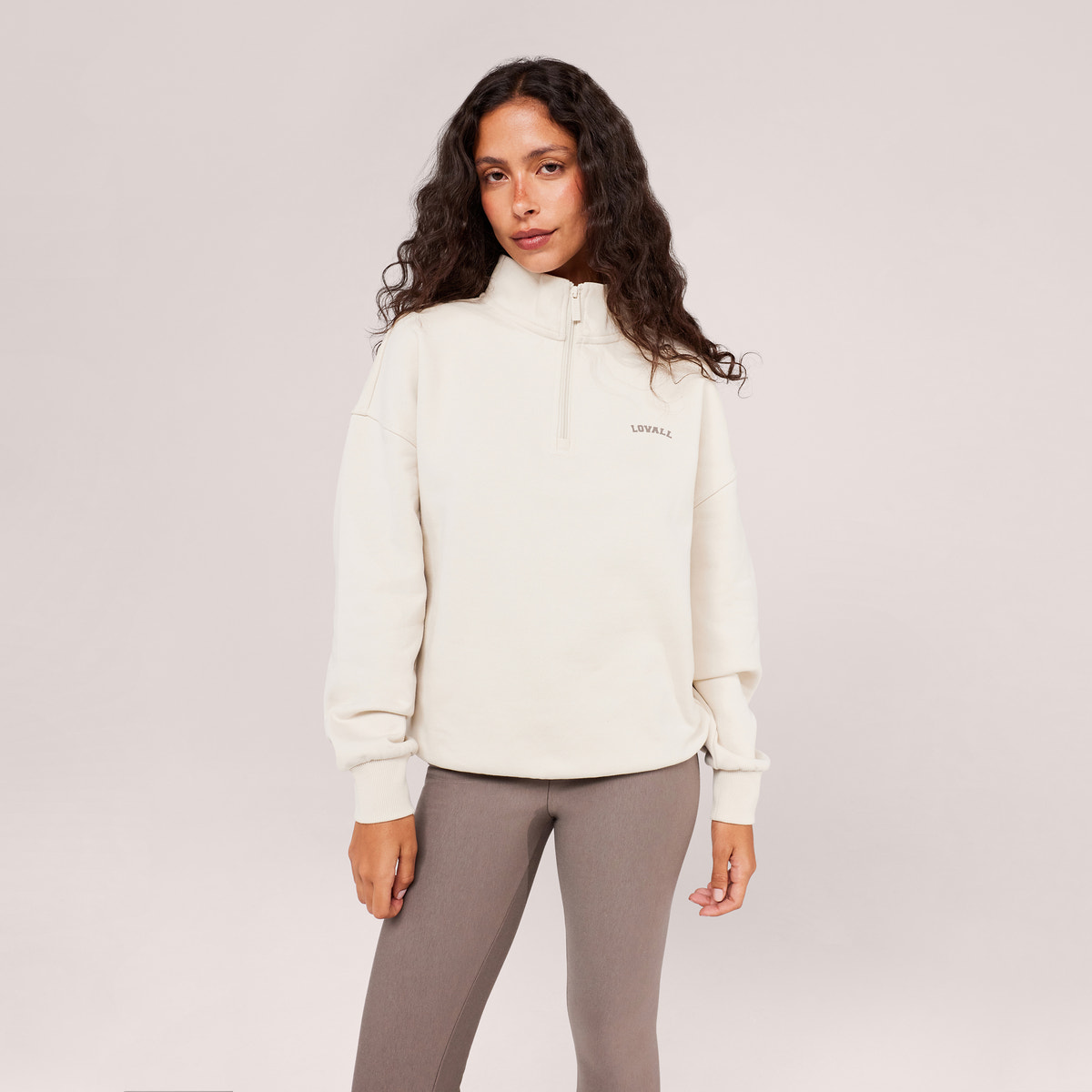 Loopback 1/4-Zip-Sweatshirt – Ecru