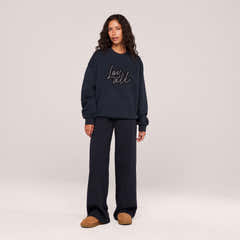 Jogginghose mit weitem Bein aus Bio-Baumwolle – Vintage Navy