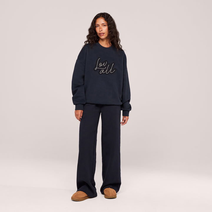 Jogginghose mit weitem Bein aus Bio-Baumwolle – Vintage Navy