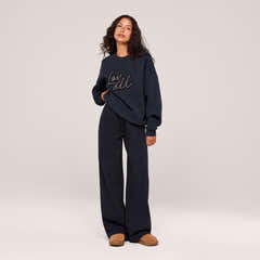 Jogginghose mit weitem Bein aus Bio-Baumwolle – Vintage Navy