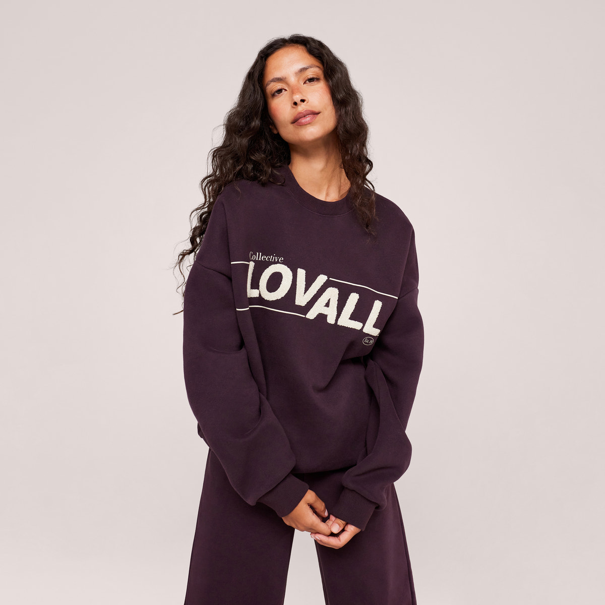 Schweres Oversized Campus-Sweatshirt – Mokka