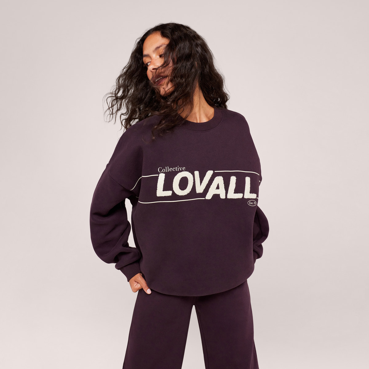 Schweres Oversized Campus-Sweatshirt – Mokka
