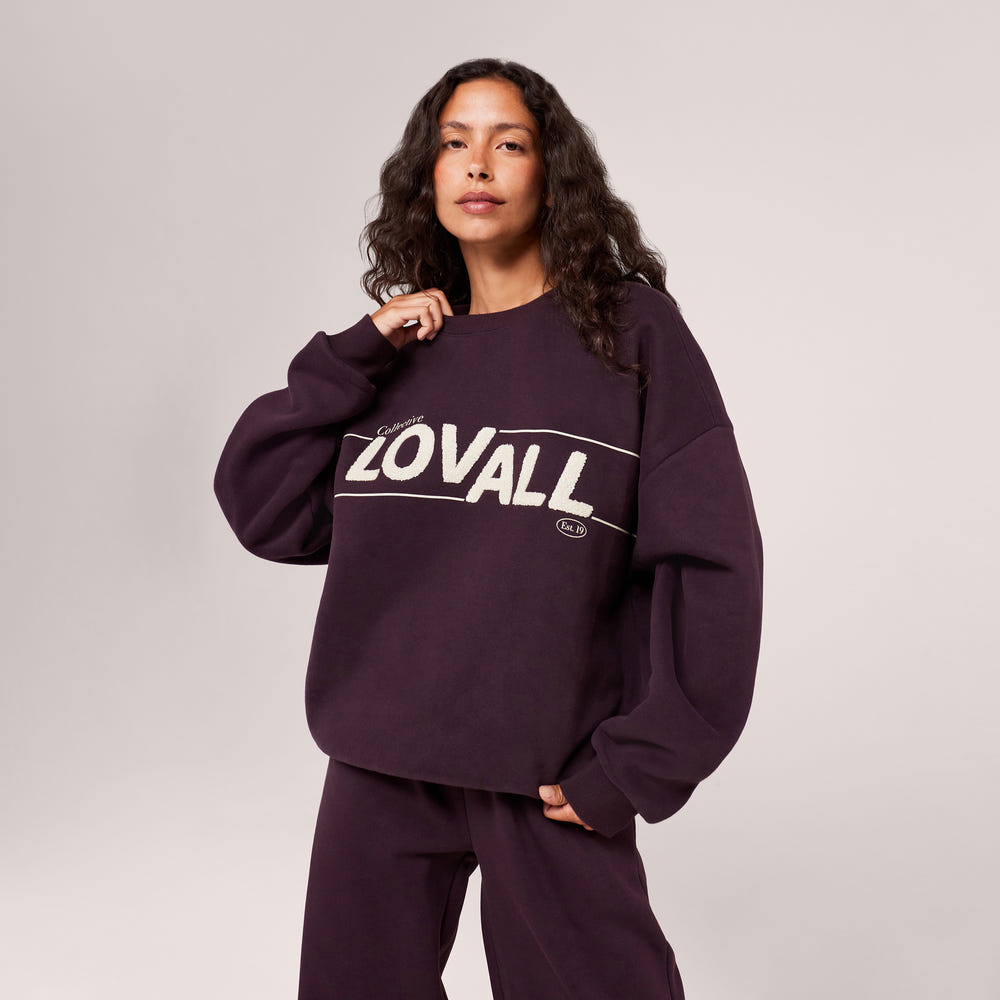 Schweres Oversized Campus-Sweatshirt – Mokka