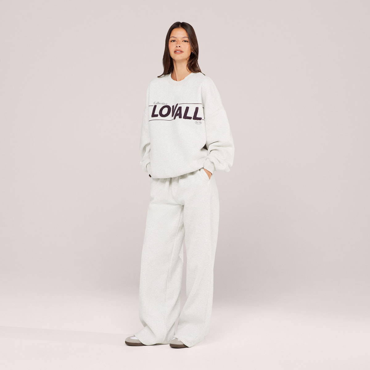 Schweres Oversized Campus-Sweatshirt – Mokka