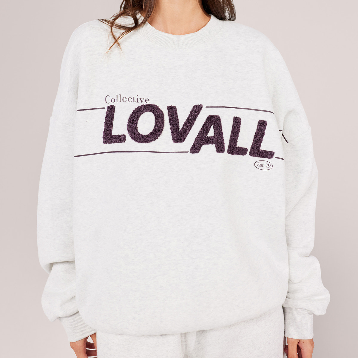 Schweres Oversized Campus-Sweatshirt – Mokka