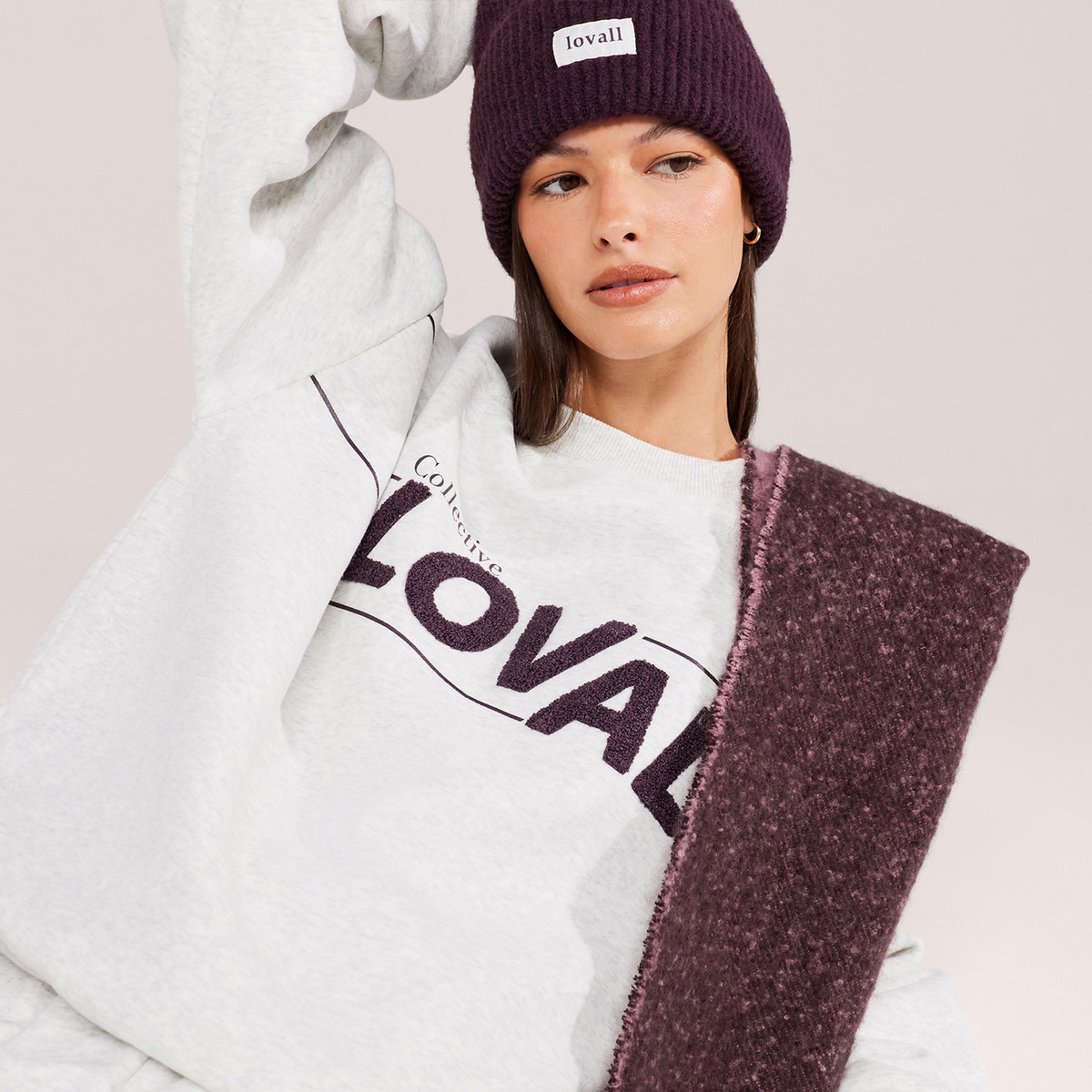 Schweres Oversized Campus-Sweatshirt – Mokka