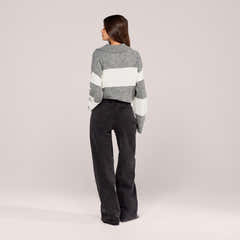 Wide Leg Jeans - Washed Black