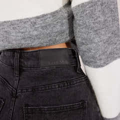 Wide Leg Jeans - Washed Black