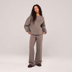 Schweres Oversized Campus-Sweatshirt – Mokka
